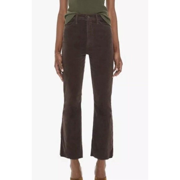 Mother The Hustler Ankle Fray Hopscotch Brown Corduroy Ankle Pants Mole 28 NEW